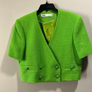 Zara Crop Texture Blazer